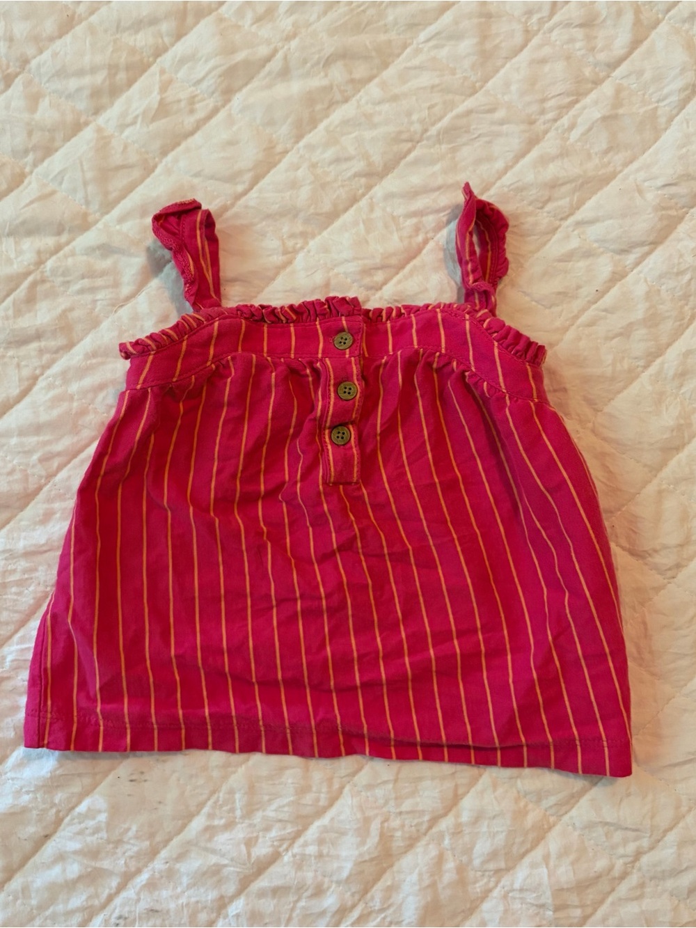 Carter's Hot Pink Striped Ruffle-Strap Tank